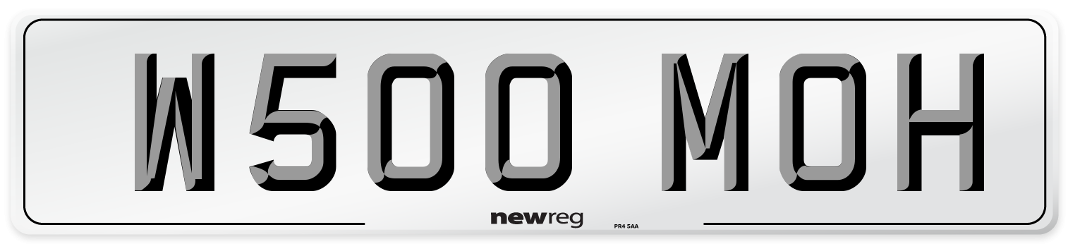 W500 MOH Number Plate from New Reg